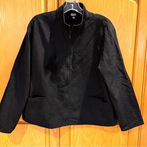 Eileen Fisher Black Italian Fabric Zipper Jacket Size Large